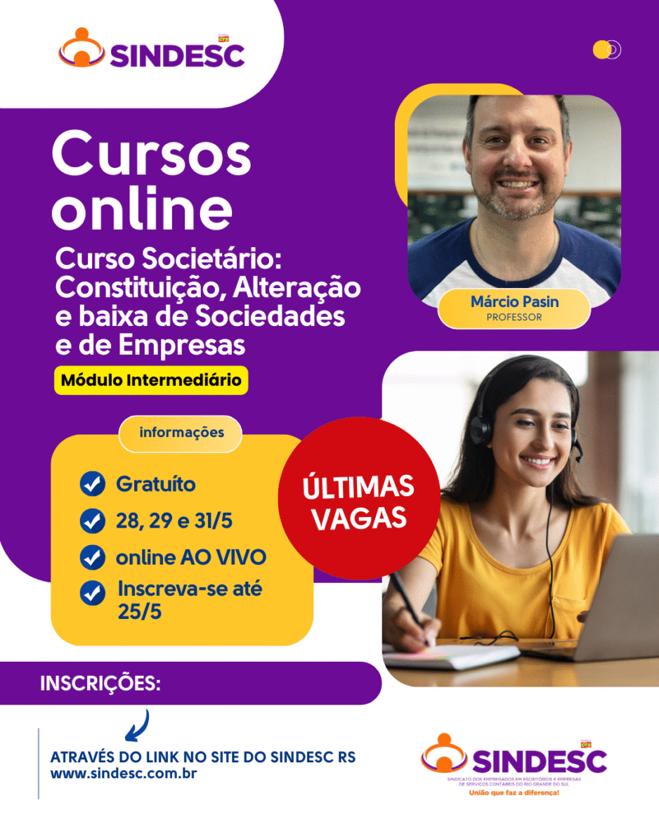 Curso gratuito do Sindesc RS capacita trabalhadores em constituição e transformação de empresas